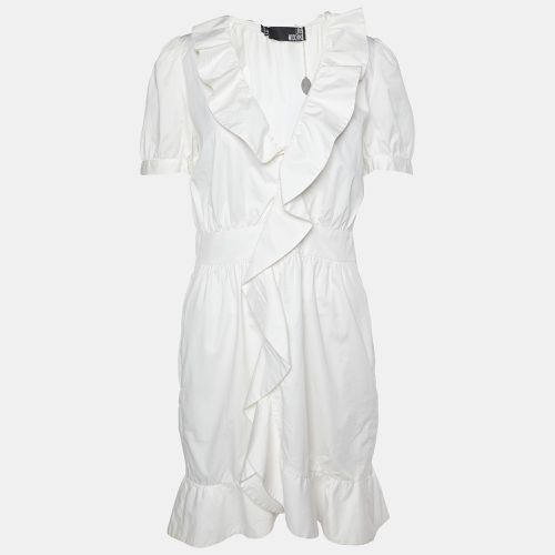 Love Moschino White Cotton Ruffle Detail Knee Length Dress M - Love Moschino - Modalova