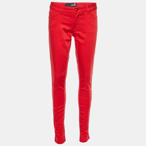 Love Moschino Red Cotton Embellished Tapered Pants M - Love Moschino - Modalova