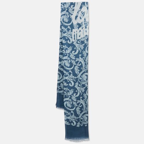 Loewe Blue Print Cotton and Cashmere Fringed Scarf - Loewe - Modalova