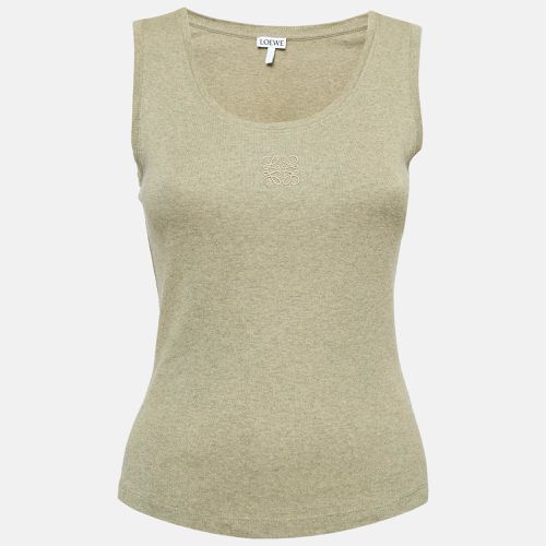 Loewe Green Logo Embroidered Cotton Tank Top S - Loewe - Modalova