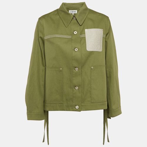 Loewe Green Cotton Blend Leather Logo Pocket Detail Workwear Jacket S - Loewe - Modalova