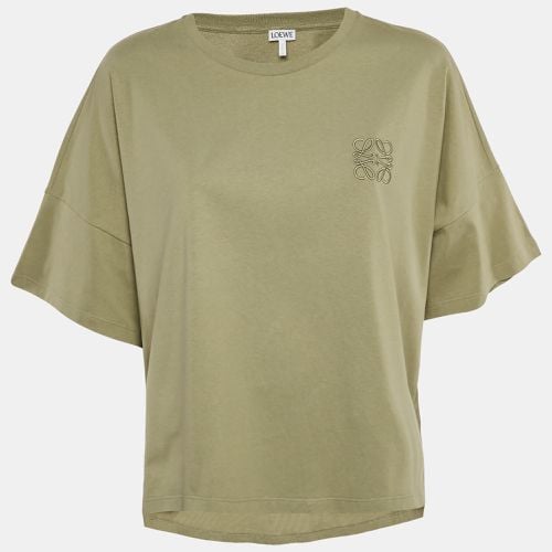 Olive Cotton Anagram Embroidered T-Shirt M - Loewe - Modalova