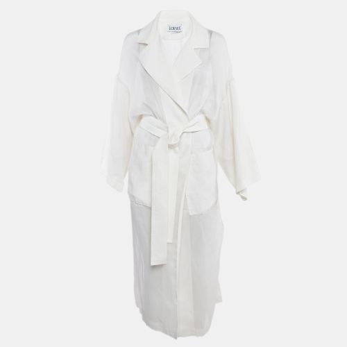 Loewe White Sheer Cambric Cotton Belted Jacket M - Loewe - Modalova