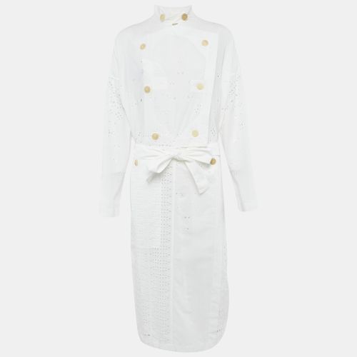 Loewe White Broderie Anglaise Cotton Belted Coat S - Loewe - Modalova