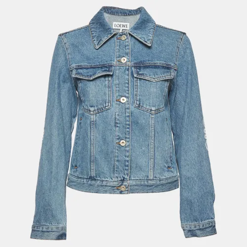 Anagram Laser Cut Denim Button-Down Jacket S - Loewe - Modalova
