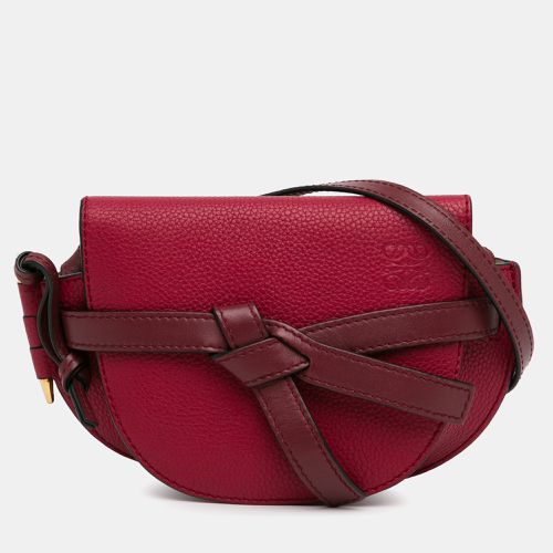 Loewe Raspberry Wine Grained Calfskin Mini Gate Crossbody Bag - Loewe - Modalova