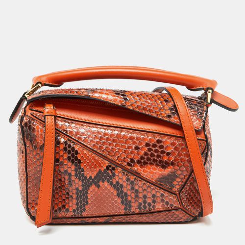 Loewe Orange/Black Python and Leather Mini Puzzle Shoulder Bag - Loewe - Modalova