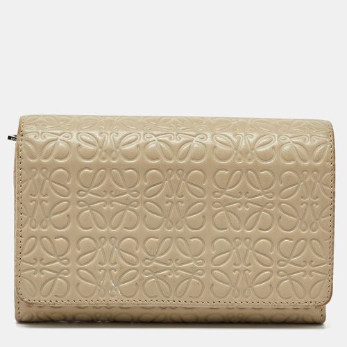 Loewe Beige Signature Embossed Leather Compact Wallet - Loewe - Modalova