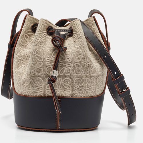 Loewe Beige/Black Anagram Jacquard Canvas and Leather Balloon Bucket Bag - Loewe - Modalova