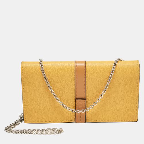 Loewe Mustard/Brown Leather Flap Wallet on Chain - Loewe - Modalova