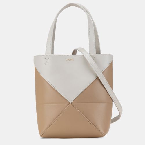 Loewe Brown Calf Leather Mini Bicolor Puzzle Fold Tote - Loewe - Modalova