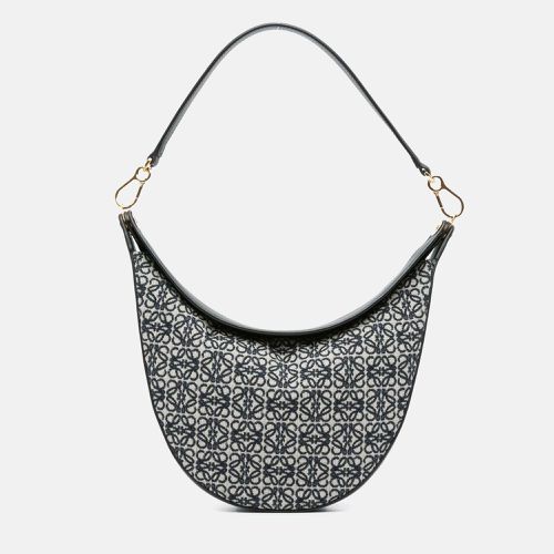 Loewe Black Grey Canvas and Leather Anagram Luna Shoulder Bag - Loewe - Modalova