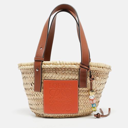 Loewe Brown/Cream Woven Raffia and Leather Basket Bag - Loewe - Modalova