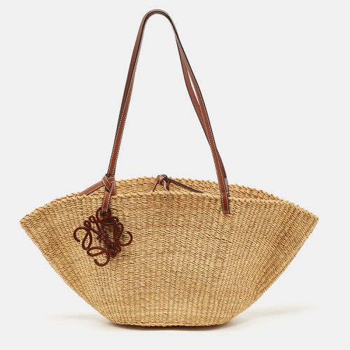 Loewe Brown/Tan Woven Raffia Small Shell Basket Bag - Loewe - Modalova