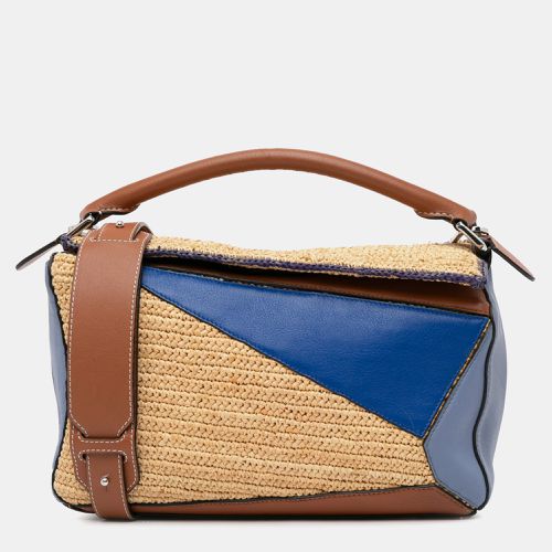 Loewe Medium Multicolor Leather and Raffia Puzzle Satchel Bag - Loewe - Modalova