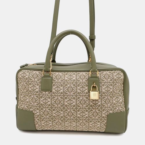 Loewe Amazona Green Canvas and Leather Shoulder Bag - Loewe - Modalova