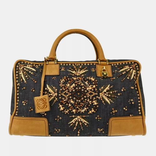 Loewe Navy Denim Wood Beaded Amazona 36 Handbag - Loewe - Modalova