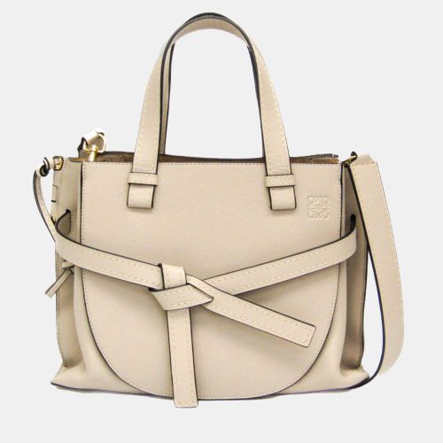 Loewe Light Beige Gate Leather Mini Top Handle Bag - Loewe - Modalova