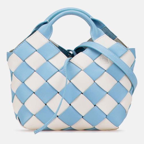 Loewe Blue White Mini Woven Calfskin Gingham Surplus Basket Bag - Loewe - Modalova