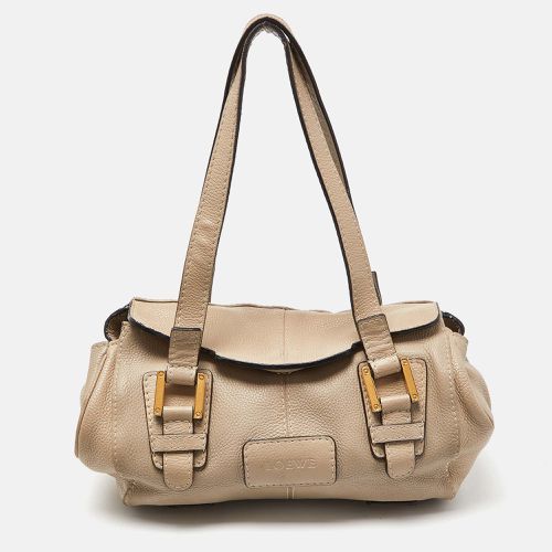 Loewe Beige Leather Buckle Flap Satchel - Loewe - Modalova