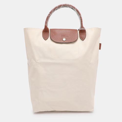 Longchamp Light Beige/Brown Nylon and Leather Le Pliage M Tote - Longchamp - Modalova