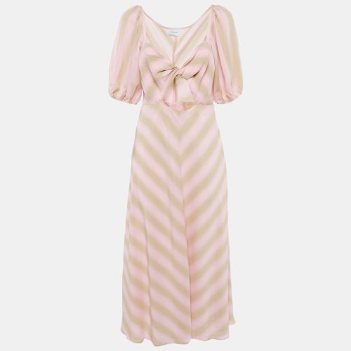 Longchamp Pink/Beige Crepe Knot Detail Cut-Out Midi Dress M - Longchamp - Modalova