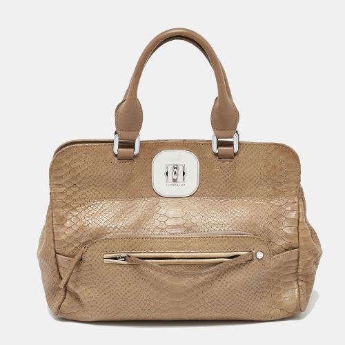 Longchamp Clay Beige Python Embossed Leather Gatsby Tote - Longchamp - Modalova