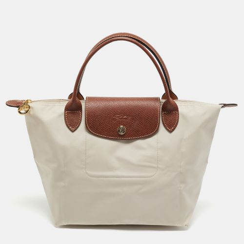 Longchamp Beige/Brown Nylon and Leather Small Short Le Pliage Tote - Longchamp - Modalova