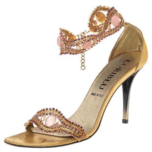 Loriblu Gold Tone Metal And Suede Embellished Ankle Cuff Sandals Size 39 - Loriblu - Modalova