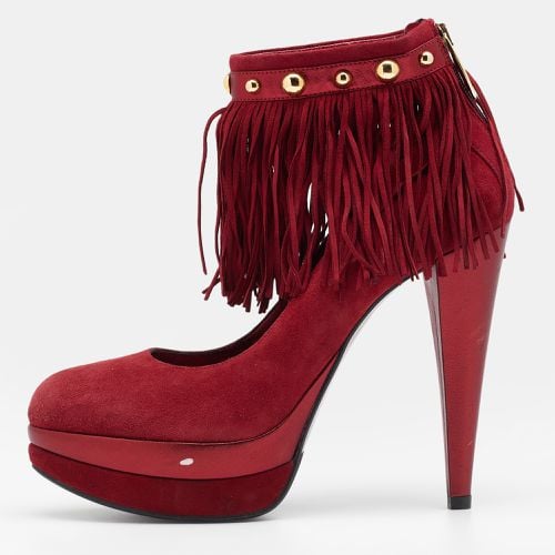 Loriblu Red Suede Fringe Platform Ankle Strap Pumps Size 40 - Loriblu - Modalova