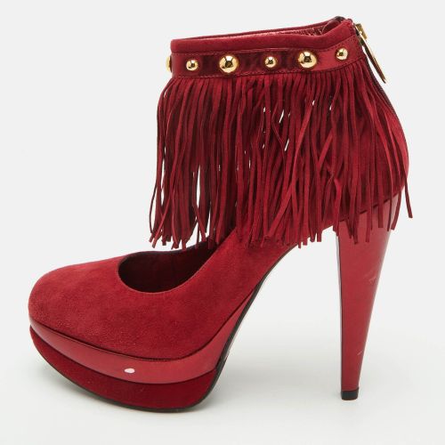 Size 40 Dark Suede Fringe Ankle Strap Platform Pumps - Loriblu - Modalova