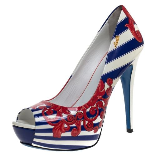 Loriblu Multicolor Print Patent Leather Peep Toe Platform Pumps Size 40 - Loriblu - Modalova