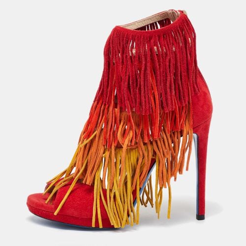 Loriblu Tri Color Suede Fringe Detailed Ankle Strap Sandals Size 36.5 - Loriblu - Modalova