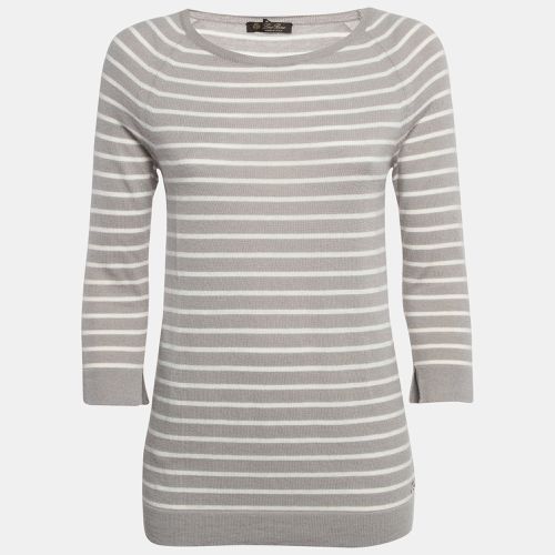 Loro Piana Grey Striped Cashmere Knit Sweater M - Loro Piana - Modalova