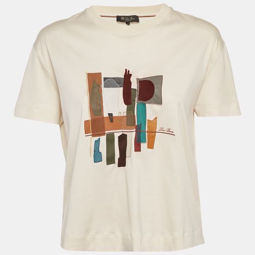 Loro Piana Cream Cotton Applique Work Detail T-Shirt M - Loro Piana - Modalova