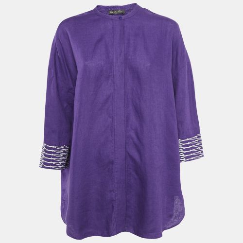 Loro Piana Purple Embroidered Linen Button Front Blouse L - Loro Piana - Modalova