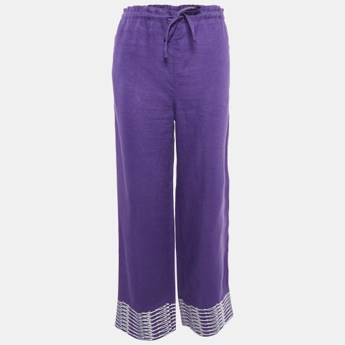 Loro Piana Purple Embroidered Linen Straight Leg Pants S - Loro Piana - Modalova