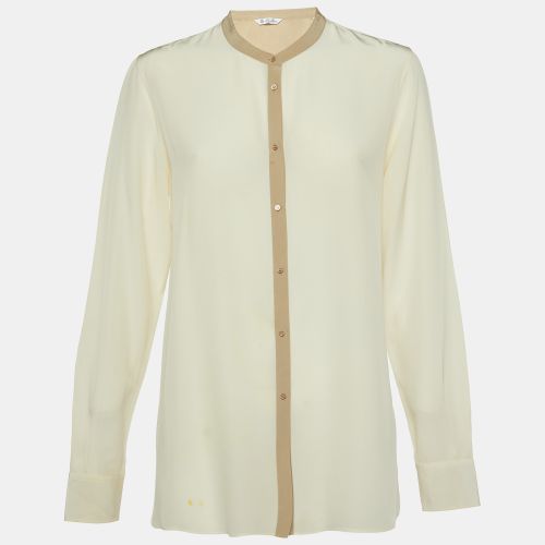 Loro Piana Cream Silk Contrast Trimmed Blouse L - Loro Piana - Modalova