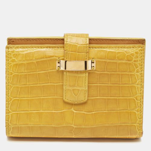 Loro Piana Yellow Crocodile Compact Wallet - Loro Piana - Modalova