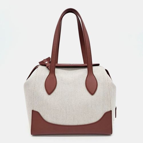 Loro Piana Beige/Brown Canvas & Leather Sesia Happy Day Medium Bag - Loro Piana - Modalova