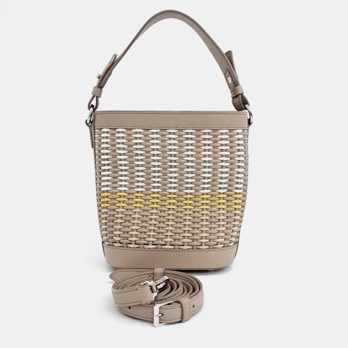 Loro Piana Beige Leather And Woven Straw Artemis Woven Bucket Bag - Loro Piana - Modalova