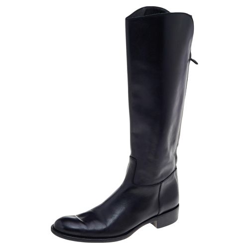 Loro Piana Black Leather Riding Knee Length Boots Size 39 - Loro Piana - Modalova