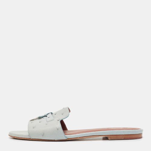 Loro Piana Grey Ostrich Leather Summer Charms Flat Sandals Size 38 - Loro Piana - Modalova