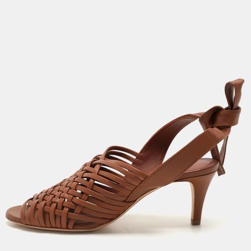 Loro Piana Brown Woven Leather Di Agnello Ankle Strap Sandals Size 37 - Loro Piana - Modalova