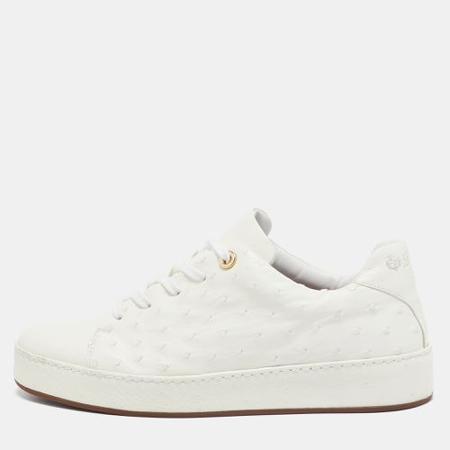 Loro Piana White Leather and Ostrich Leather Lace Up Sneakers Size 38.5 - Loro Piana - Modalova