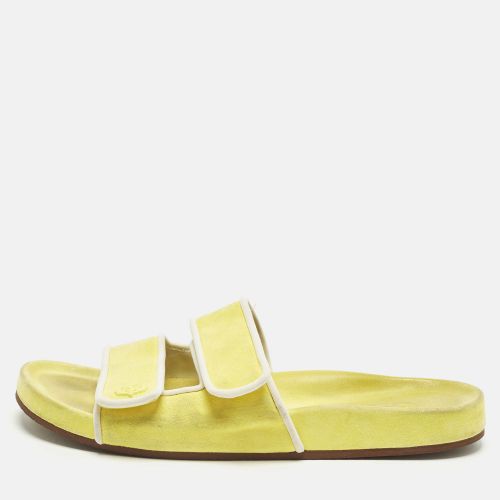Loro Piana Yellow/White Suede and Leather Waikiki Flat Slides Size 39 - Loro Piana - Modalova