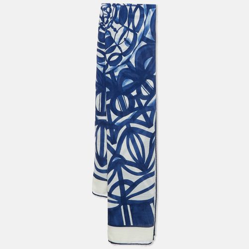 Loro Piana White/Blue Print Cashmere and Silk Maxi Carre Scarf - Loro Piana - Modalova