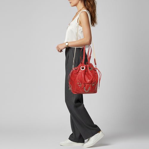 Lancel Red Leather Drawstring Hobo - Lancel - Modalova