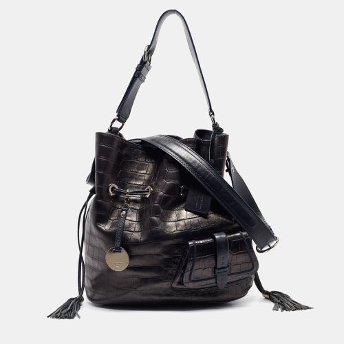 Lancel Metallic/Navy Blue Croc Embossed Leather Large Premier Flirt Bucket Bag - Lancel - Modalova