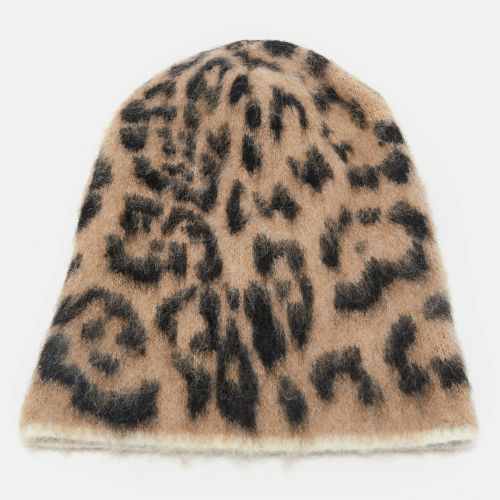 Leopard Pattern Wool Beanie - Laneus - Modalova